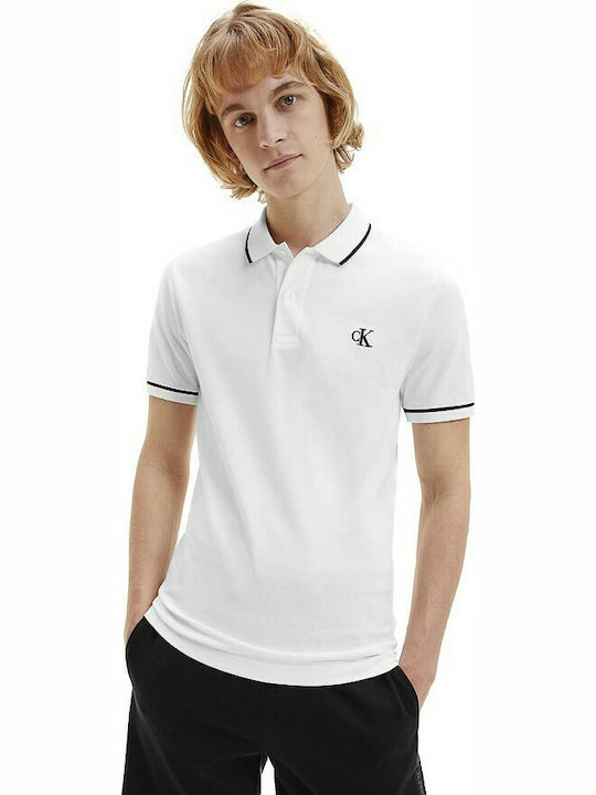Calvin Klein Ανδρικό T-shirt Κοντομάνικο Polo Λευκό