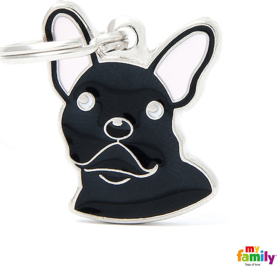 My Family Friends French Bulldog Hund-Identifikationsmarke Schwarz Metall Personalisierung