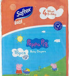 Softex Tape Diapers Peppa Pig No. 4 for 8-14 kgkg 18pcs