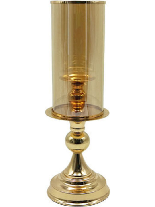 Marhome Κηροπήγιο Μεταλλικό Χρυσό-Μελί 46cm