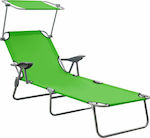 vidaXL Foldable Steel Beach Sunbed Green with Shader 188x71x27cm