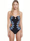 Waikiki Strapless Badeanzug Blumen Schwarz