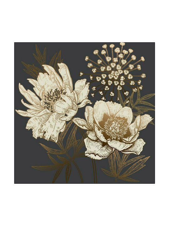 Marhome Λουλούδια Tablou pe Pânză Μαύρο-Χρυσό 80x80cm
