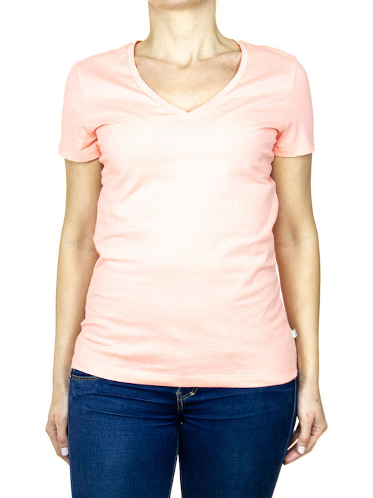 S.Oliver Damen T-Shirt mit V-Ausschnitt Orange