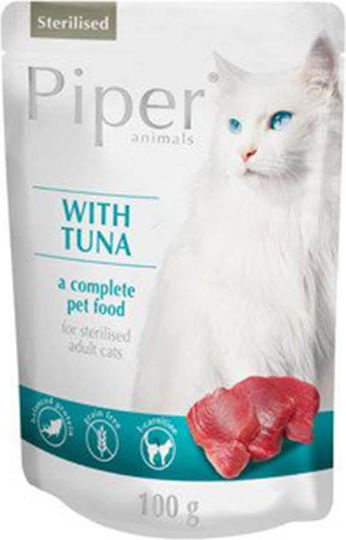 Dolina Noteci Piper Sterilised Wet Food for Adult Cats in Pouches with Tuna Grain-Free & Gluten-Free 100gr