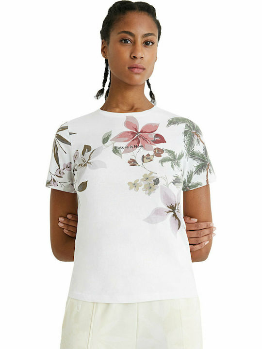 Desigual Life Women's T-shirt Floral White