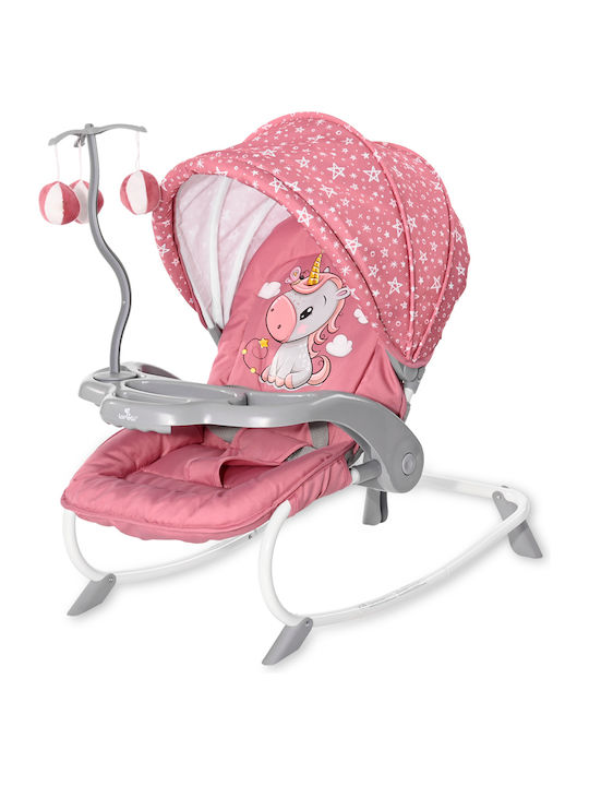 Lorelli Manual Baby Relax 2 in 1 Dream Time Rose Velvet Unicorn for Child up to 9kg