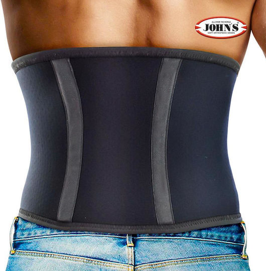 Johns 120111 Ζώνη Για Ανακούφιση Από Πόνο Neoprene με Μπανέλες Ύψους 24cm σε Μαύρο χρώμα