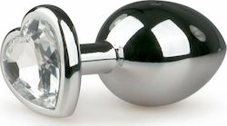 Easytoys Metal Heart Dop Anal Nr.7 Silver / Clear 7.5cm