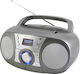 Soundmaster Tragbares Soundsystem mit Bluetooth CD MP3 USB Radio Silber