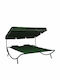 Liegestuhl-Bett Doppel Metall mit Kissen & Sonnenschirm Green 200x173x135cm.