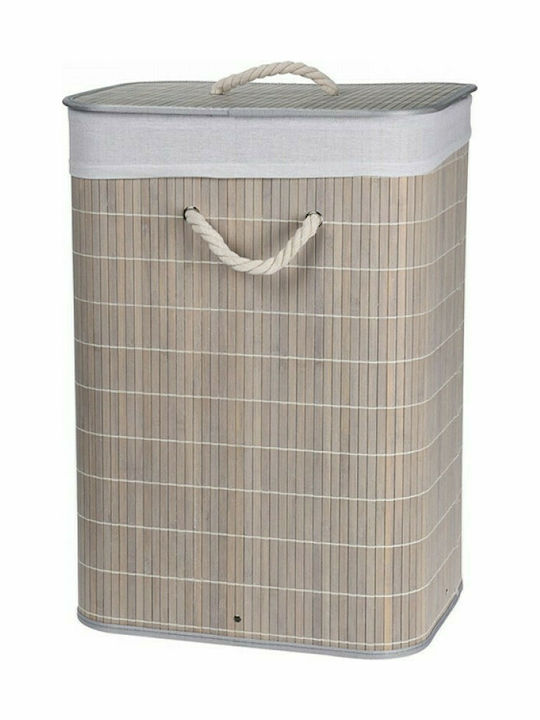 Zaros Bamboo Laundry Basket with Lid 33.5x33.5x60.5cm Beige