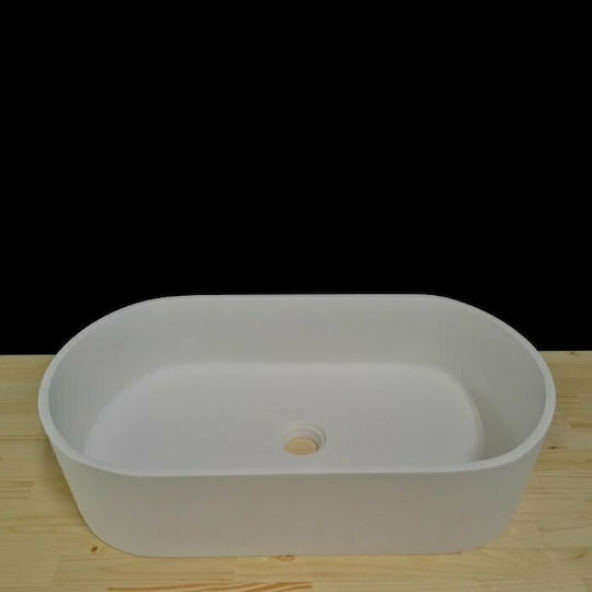 S26 Solid Surface Aufgesetztes Waschbecken aus Synthetischem Material 60x35x12cm Weiß
