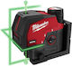 Milwaukee M12 Cllp301c Αυτορυθμιζόμενο Γραμμικό Αλφάδι Laser Πράσινης Δέσμης 12V με Εύρος Εργασίας 38m