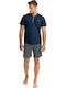 Vamp Men's Summer Cotton Pajamas Set Navy Blue