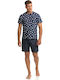 Vamp Men's Summer Cotton Pajamas Set Gray