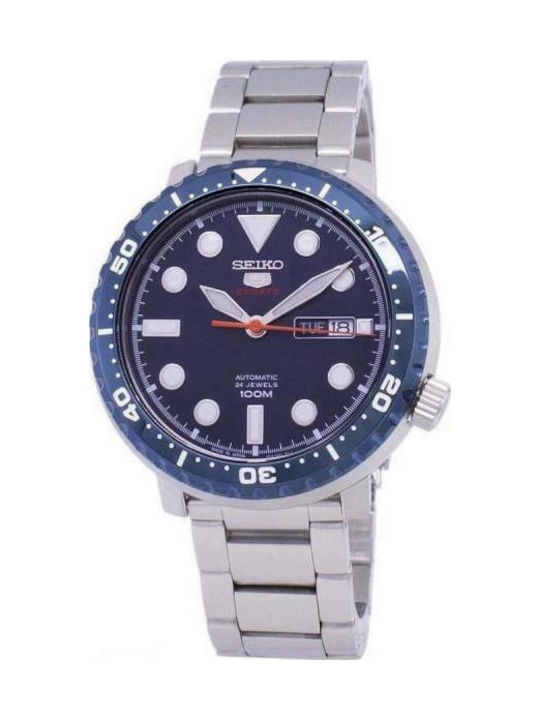 Seiko 5 Спортно Мъжки Часовник 44мм Автоматичен Сребрист