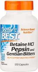 Doctor's Best Betaine HCL Pepsin & Gentian Bitters 120 Mützen Doctor's Best Betaine HCL Pepsin & Gentian Bitters 120 Mützen