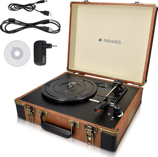 Navaris Turntable Vinyl Record Player Retro Suitcase 45272.01
