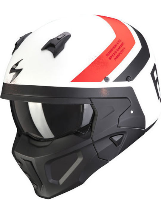 Scorpion Covert-X Solid T-Rust Helmet Matte White/Red Κράνος Μηχανής Modular ECE 22.05