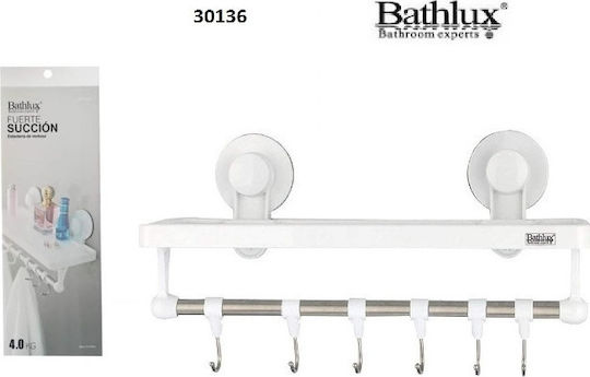 Bathlux 30136 Άγκιστρο Μπάνιου 6 Θέσεων με Βεντούζα ​32x11.7cm Λευκό