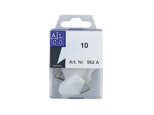 Alco 562A Plastic Hanger Kitchen Hook with Nail White 10pcs