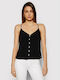 Tommy Hilfiger Women's Summer Blouse Cotton with Straps & V Neckline Black