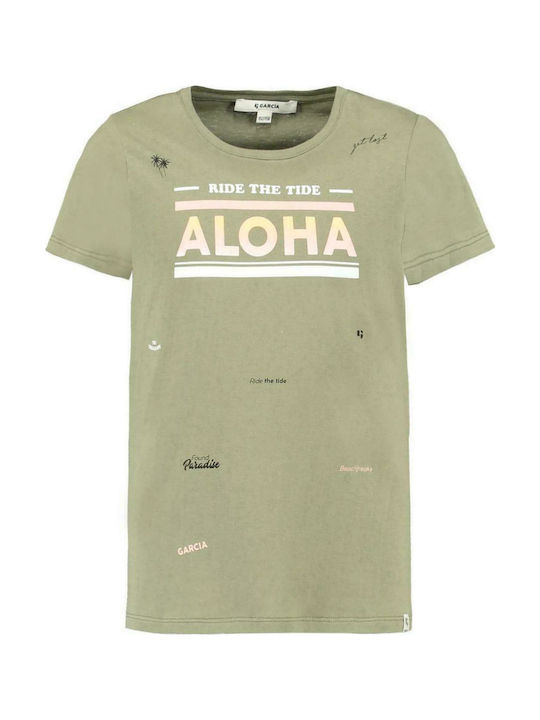 Garcia Jeans Kids T-shirt Khaki Aloha