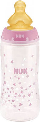 Nuk Plastic Bottle First Choice Plus Anti-Colic with Rubber Nipple for 0-6 months Pink Stars 300ml 1pcs 10.741.939