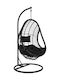 Garden Nest Swing with Stand and Pillow Rattan Black Load Capacity up to 130kg 93x85x123cm