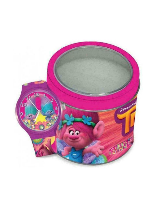 Kids Analog Watch Trolls with Rubber/Plastic Strap Fuchsia