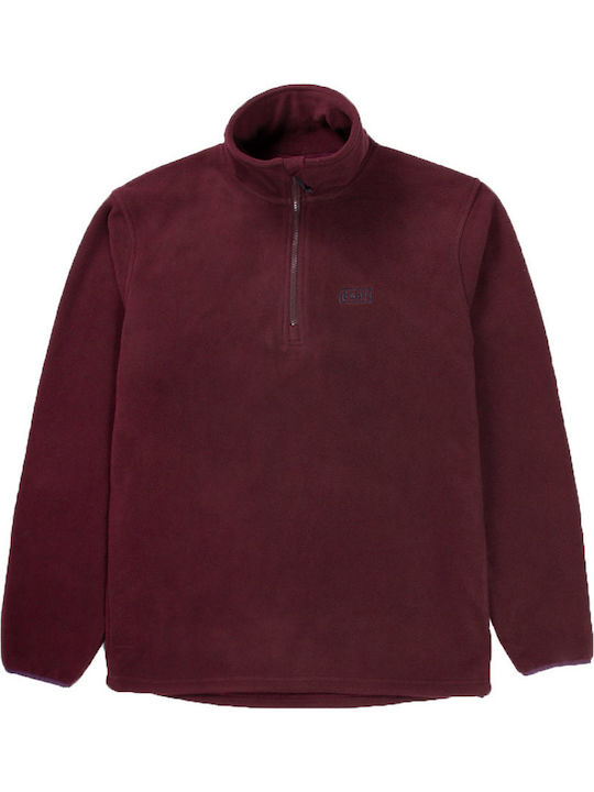 Basehit Men's Long Sleeve Sweater with Zipper Wine