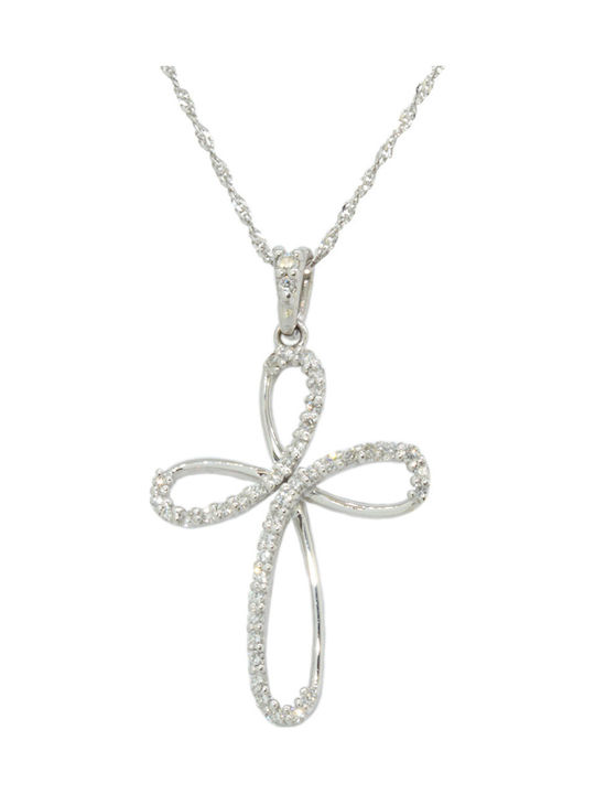 Fa Cad'oro Damen Weißgold Kreuz 18K mit Kette