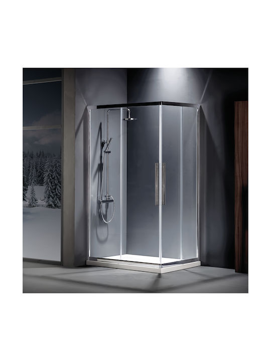 Devon Flow Corner Entry 455-CF12080C-100 Cabin for Shower with Sliding Door 120x80x195cm Clean Glass Chrome