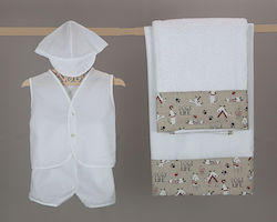 O nounos Baptism Towel Set Λευκό