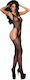 Chilirose Openwork Bodystocking With Lace Designs Black