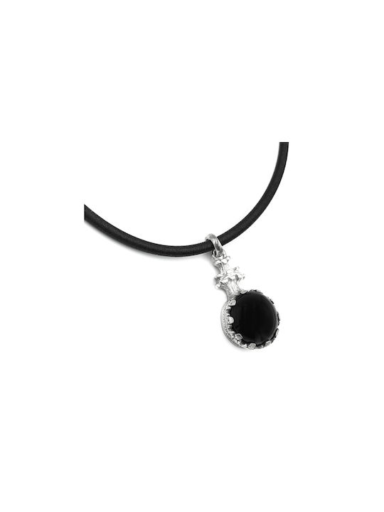 Silver necklace Silver 925° Bound onyx necklace