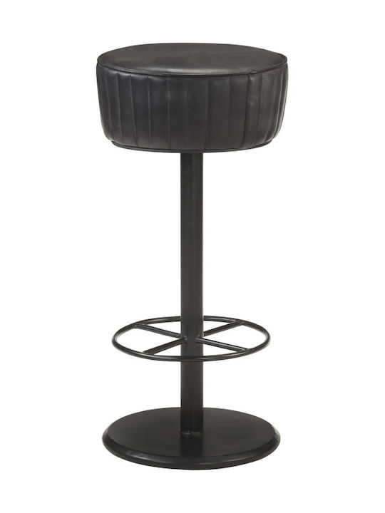 Stool Bar Leather Black 37x37x76cm