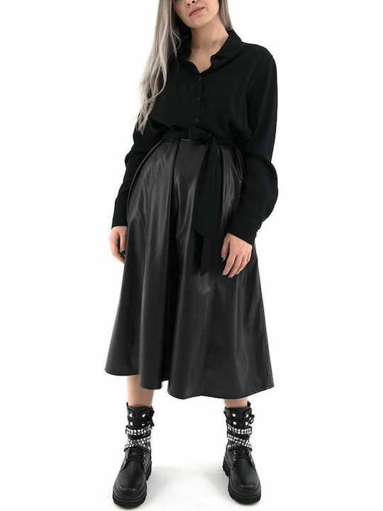 Midi Leather Dress Black