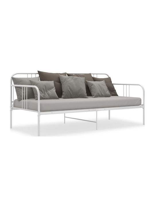 Καναπές Κρεβάτι Μονό Μεταλλικό Λευκό για Στρώμα 90x200cm