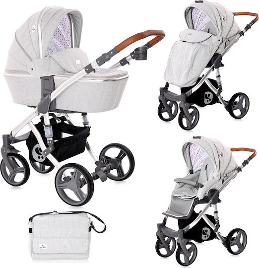Lorelli Rimini Adjustable 2 in 1 Baby Stroller Suitable for Newborn Grey & Black Dots 21.80kg