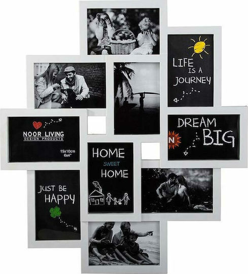 3D Photo Frame Multi Wall 10 Photos Plastic With White Frame