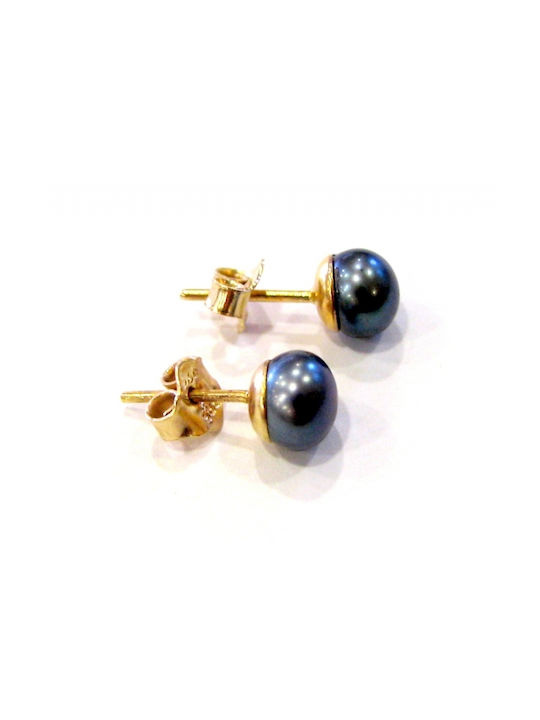 14K Gold earrings Black Pearl