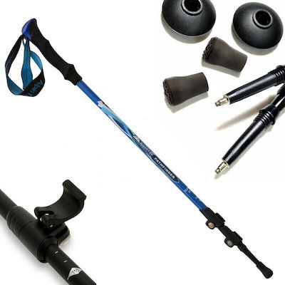 AlpinPro Pair of Telescopic Aluminum Fast Lock Trekking Poles with 3 Sections Pathfinder Blue 285gr