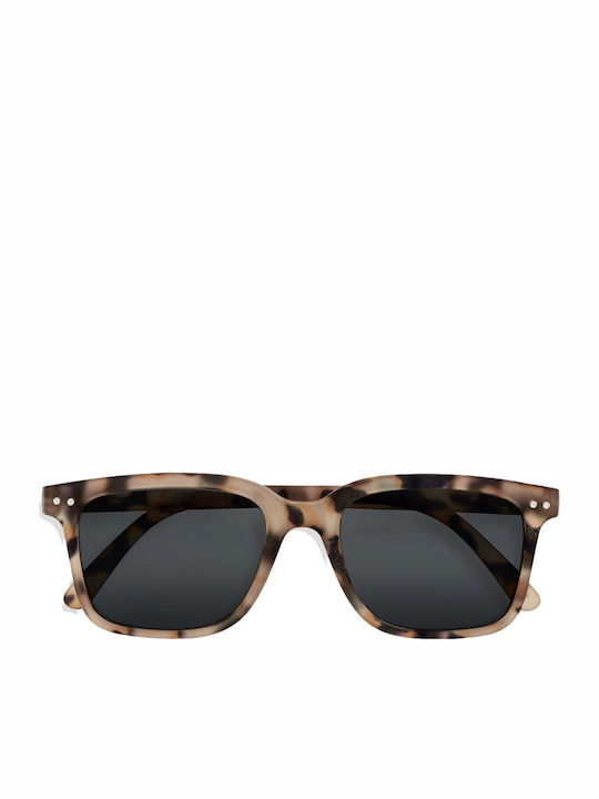 Izipizi Unisex Sunglasses with Brown Tartaruga Plastic Frame and Black Lens