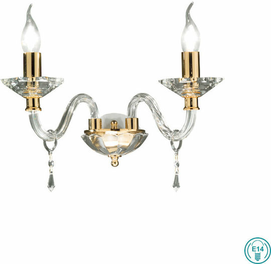 Ondaluce Klassisch Leuchte Wand mit Fassung E14 Gold 31x25x25cm