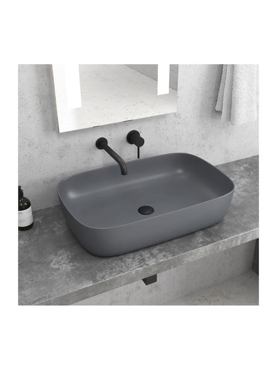 Karag Deasupra Blatului Chiuvetă Porțelan 60x39x14.5cm Gri mat