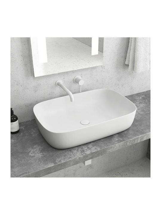 Karag Deasupra Blatului Chiuvetă Porțelan 60x39x14.5cm White Matt