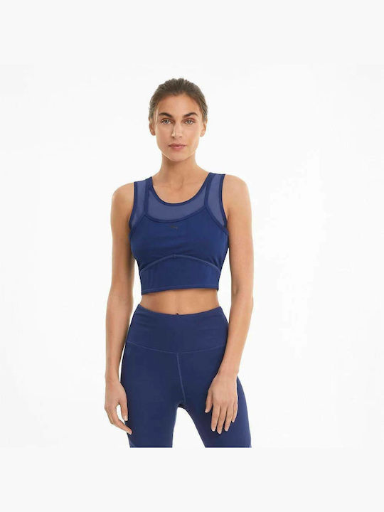 Puma Studio Layered Women's Athletic Crop Top Sleeveless Blue
