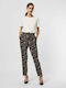 Damen Hoch tailliert Stoff Hose in Entspannter Passform Schwarz